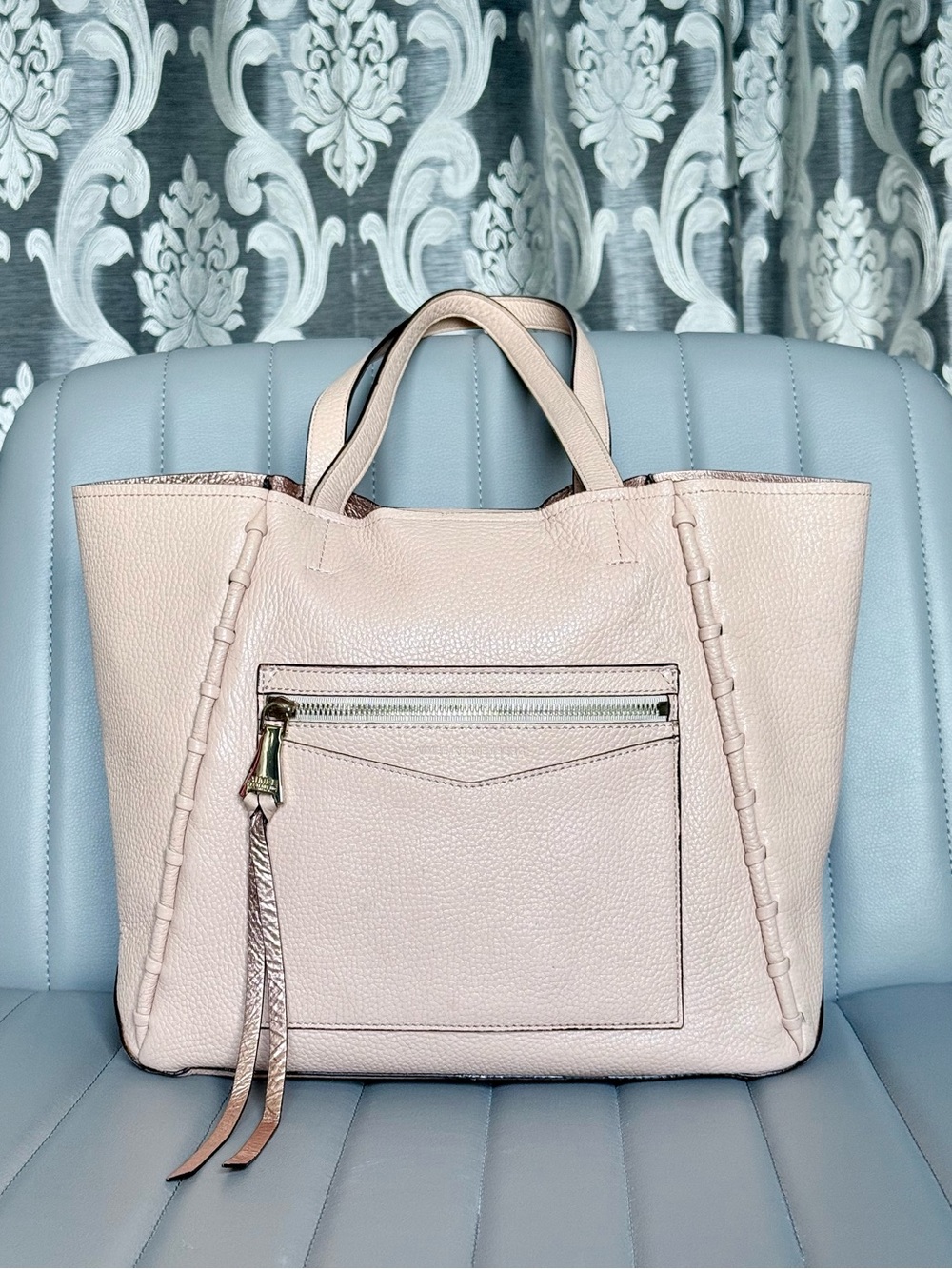 Aimee Kestenberg Peach Delara Pebbled Leather Tote Shopper Shoulder Bag